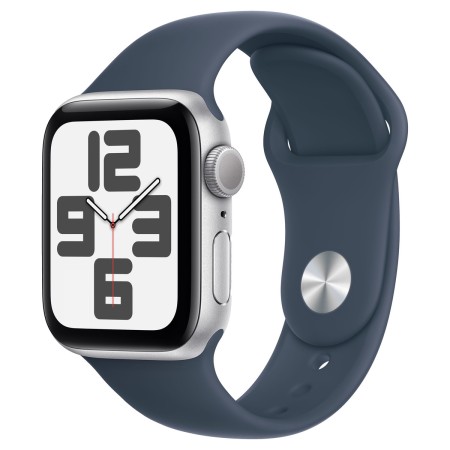 Apple Watch SE 2 44mm GPS Silver Aluminum Case with Blue Sport Band
