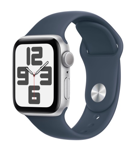 Apple Watch SE 2 44mm GPS Silver Aluminum Case with Blue Sport Band