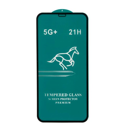 Стекло защитное Noname для XIAOMI Redmi 9C, HORSE, 0.4 мм, 2.5D, не оставляет отпечатков, глянцевое, полный клей, цвет: чёрный