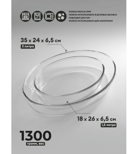 Набор форм для СВЧ Pasabahce Боркам 1,55/3,2л 159033