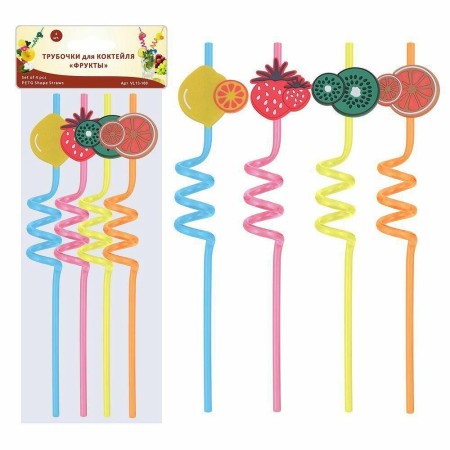 Трубочки для коктейля l27смФрукты 4шт.
