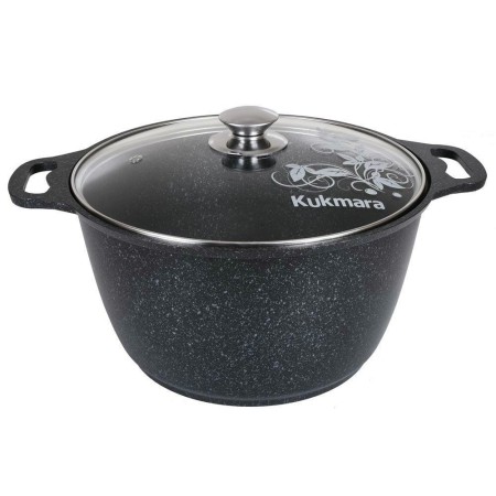 Кастрюля Kukmara Темный Мрамор 6л со стеклянной крышкой
