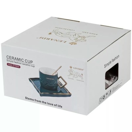 Чашка с блюдцем и ложкой LENARDI зеленый 106-120