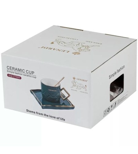 Чашка с блюдцем и ложкой LENARDI зеленый 106-120