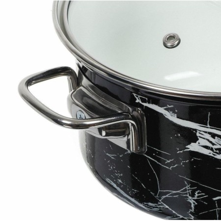 Набор кастрюль 1,9л+2,5л+3,7л Набор Черный мрамор -1-ЭЛИТ