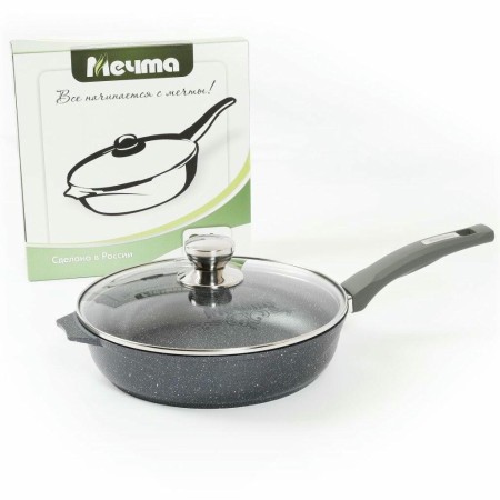Сковорода Мечта Гранит d28см стеклянная крышка С28701