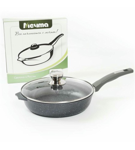 Сковорода Мечта Гранит d28см стеклянная крышка С28701