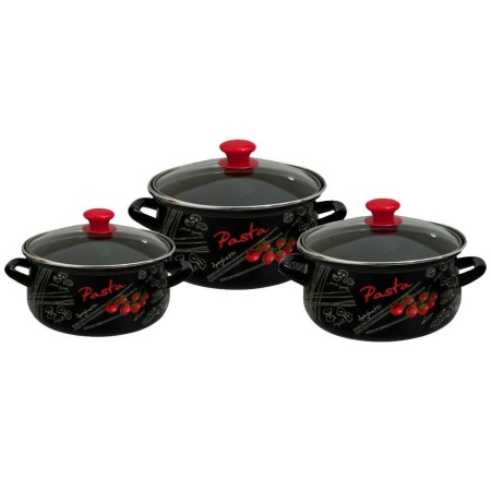 Набор Болоньезе-1-Экстрасферические кастрюли 2л+3л+4л черный