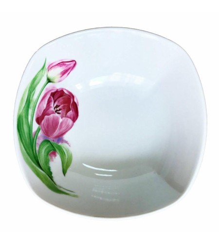 Салатник квадратный Розовые тюльпаны 550мл 093282