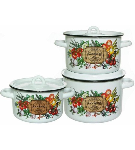 Набор кастрюль №33 СтальЭмаль Смак 1,5л+2,9л+4,5л 1с33с