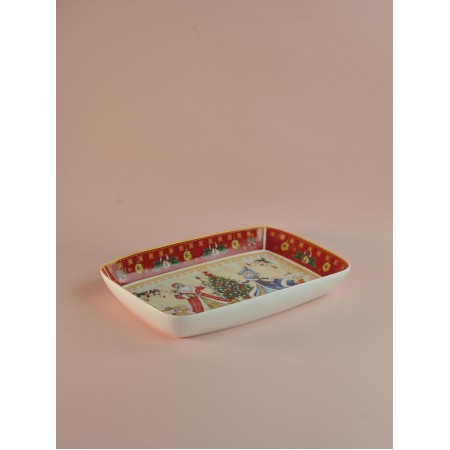 Блюдо Дед Мороз и снегурочка прямоугольное 30*19*4см 85-1725