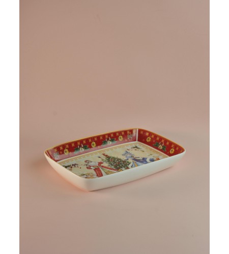 Блюдо Дед Мороз и снегурочка прямоугольное 30*19*4см 85-1725