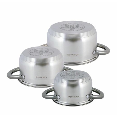 Набор кастрюль Kamille 1л+1,5л+2л черные ручки 4926