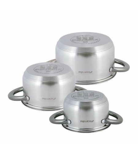 Набор кастрюль Kamille 1л+1,5л+2л черные ручки 4926