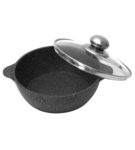 Сковорода Уля d160х55мм 2 литые ручки, стеклянная крышка с металлической ручкой