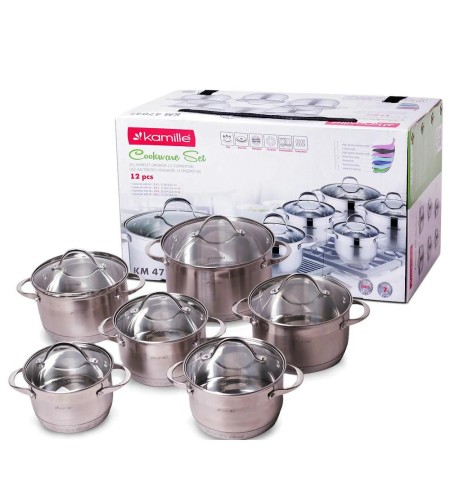 Набор кастрюль Kamille КМ-4704S 1,8л, 2,3л, 3,3л и 5,8л.
