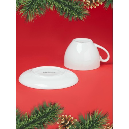 Чайная пара Доляна Сани Деда Мороза чашка 210мл, блюдце 15см 10338068