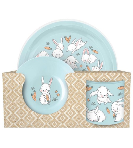 Набор посуды IDIland тарелка d21,5мм, миска d130мм, кружка 280мл голубой 221152014/02