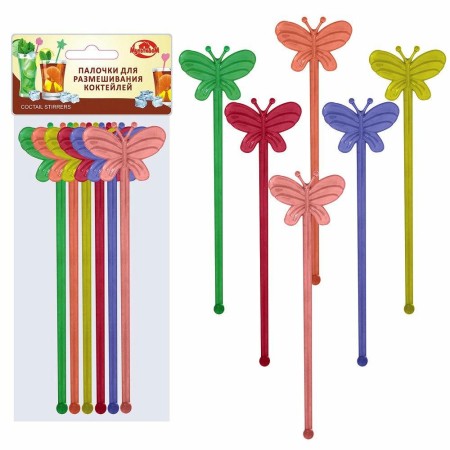 Палочки для размешивания коктейлей Бабочки 17,5см МГ76-102