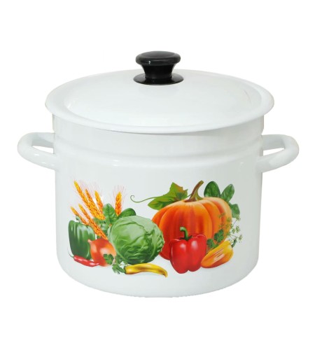 Кастрюля эмалированная цилиндрическая с бортиком 7л