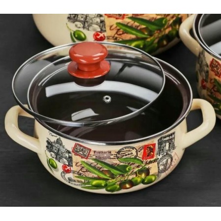 Набор кастрюль Римские каникулы слоновая кость, 3шт.