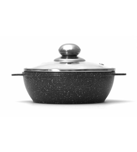 Сковорода Уля d160х55мм 2 литые ручки, стеклянная крышка с металлической ручкой