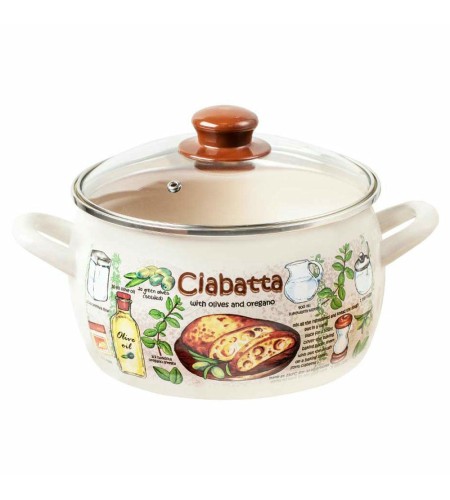 Кастрюля Metrot Чиабатта 3,3л стеклянная крышка 357942