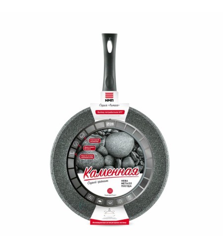 Сковорода НМП Каменная 28см серый гранит 19128