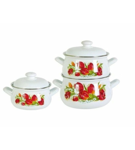 Набор кастрюль Сочная клубника 2л, 3л, 4,5л №129-4