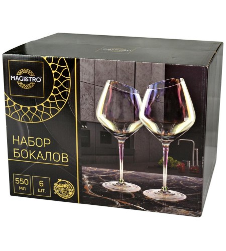 Набор бокалов для вина Magistro Иллюзия 550 мл 6шт розовый 7520398