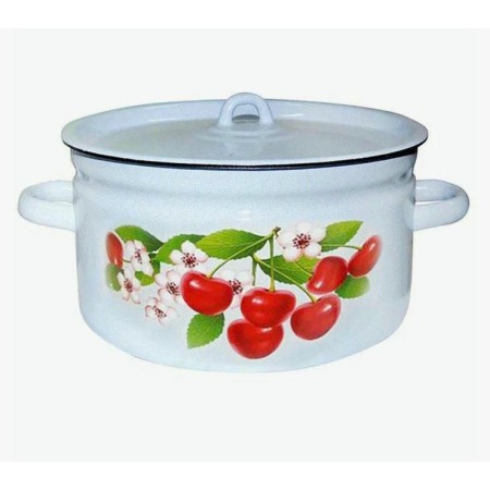 Кастрюля эмалированная цилиндрическая с рисунком 5,5л