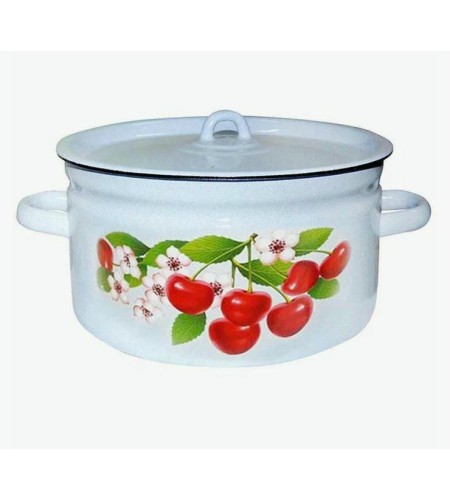 Кастрюля эмалированная цилиндрическая с рисунком 5,5л