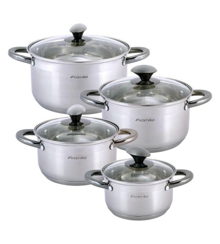 Набор кастрюль Kamille КМ-4927 8предметов 1,5л +2л +3л +5л