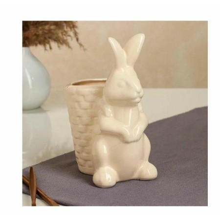 Конфетница Заяц кремовая 21см 7067247