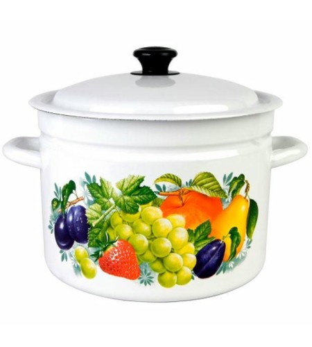 Кастрюля эмалированная цилиндрическая с рисунком 2л