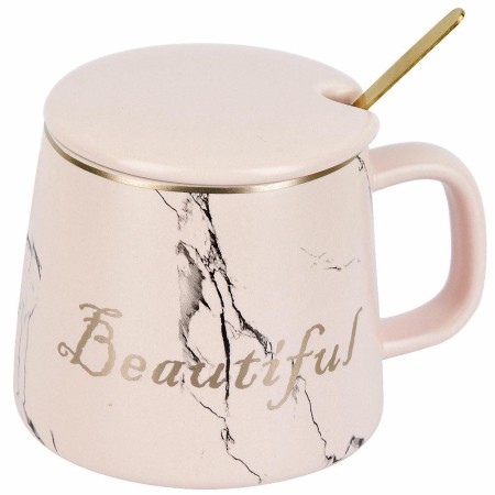 Кружка Nouvelle Home Beautiful 400мл розовая с крышкой и ложкой 1060066-3