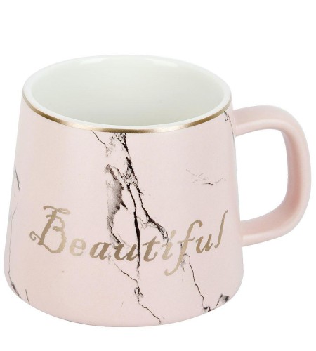 Кружка Nouvelle Home Beautiful 400мл розовая с крышкой и ложкой 1060066-3