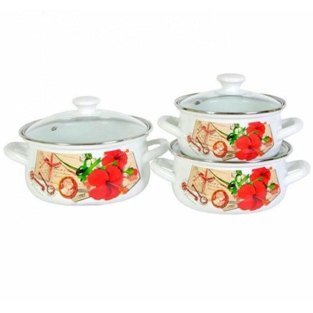 Набор кастрюль Винтаж Экстра сферические 1,5л+2л+3л белые