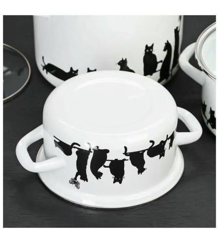 Набор эмалированных кастрюль Кошечки -5-1-Экстра