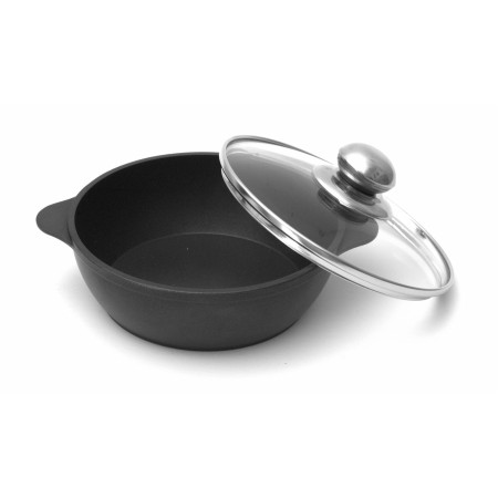 Сковорода Уля d160х55мм 2 литые ручки, стеклянная крышка с металлической ручкой