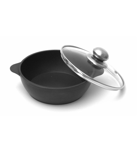 Сковорода Уля d160х55мм 2 литые ручки, стеклянная крышка с металлической ручкой