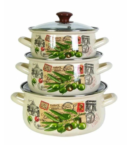 Набор кастрюль Римские каникулы слоновая кость, 3шт.