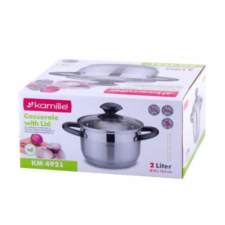 Кастрюля Kamille 2л черные ручки 4921