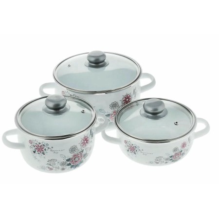 Набор кастрюль Весенний романс белоснежный 3шт.