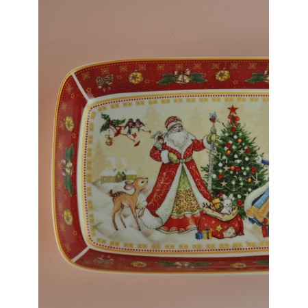 Блюдо Дед Мороз и снегурочка прямоугольное 30*19*4см 85-1725