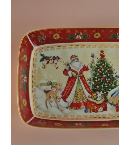 Блюдо Дед Мороз и снегурочка прямоугольное 30*19*4см 85-1725