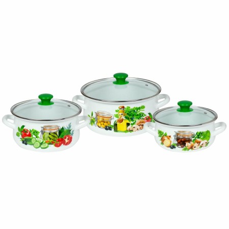 Набор эмалированных кастрюль Сицилия1-Экстра 2л+3л+4л белая