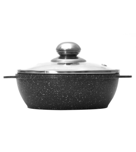 Сковорода Уля d160х55мм 2 литые ручки, стеклянная крышка с металлической ручкой