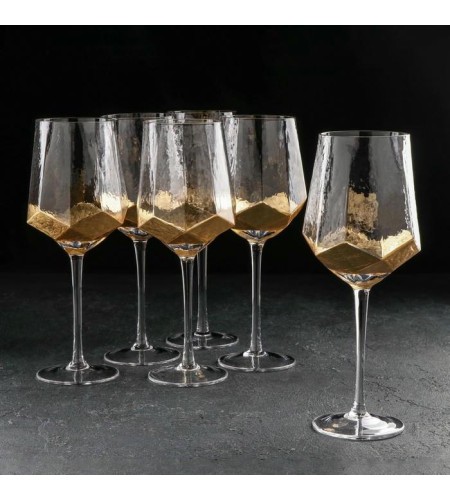 Набор бокалов для вина Magistro Дарио 500мл 6шт золото 6784498