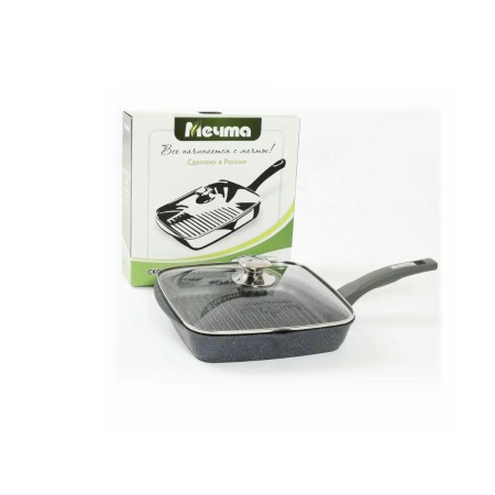 Сковорода-гриль Мечта Гранит 28х28см стеклянная крышка С68701
